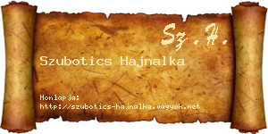 Szubotics Hajnalka névjegykártya